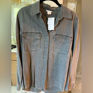 Club Monaco Gray Denim Button Up. NWT